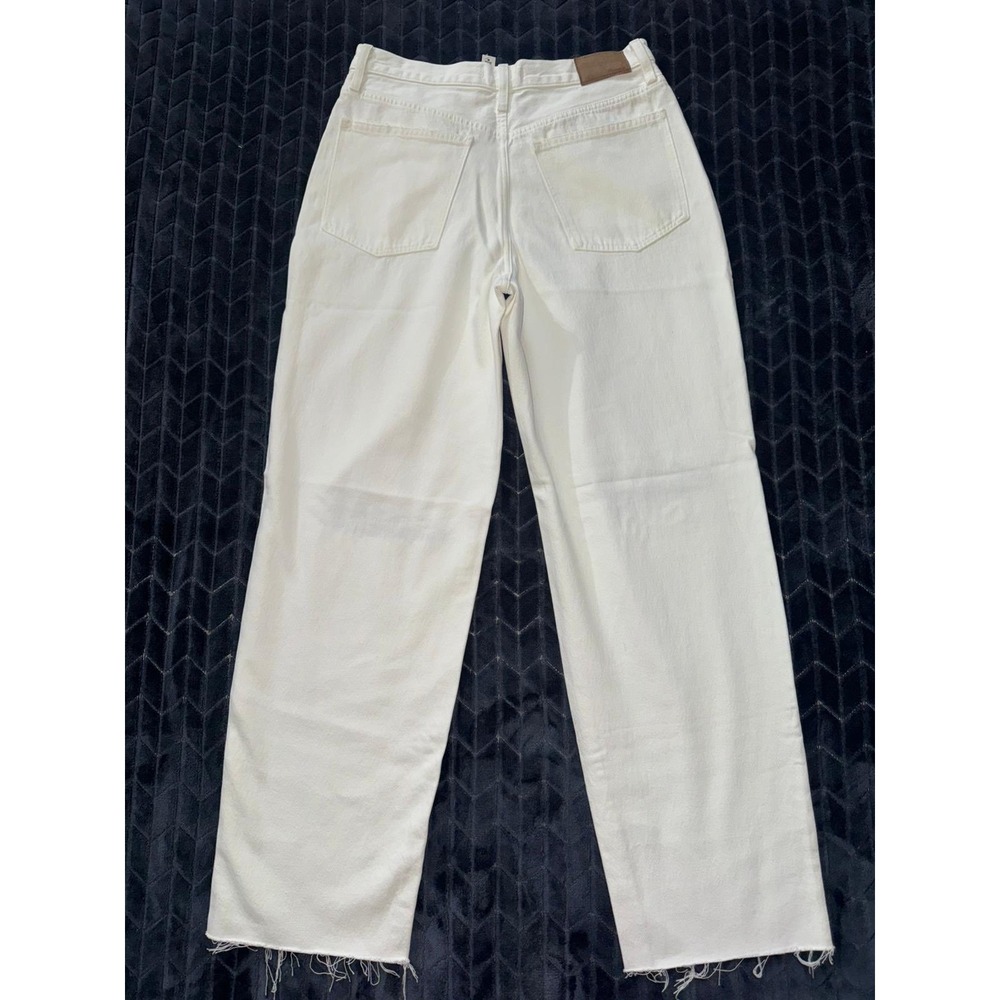 Madewell Women's Ripped Knee Baggy Straight Leg Jeans Raw Hem White Size 29 - Picture 5 of 10